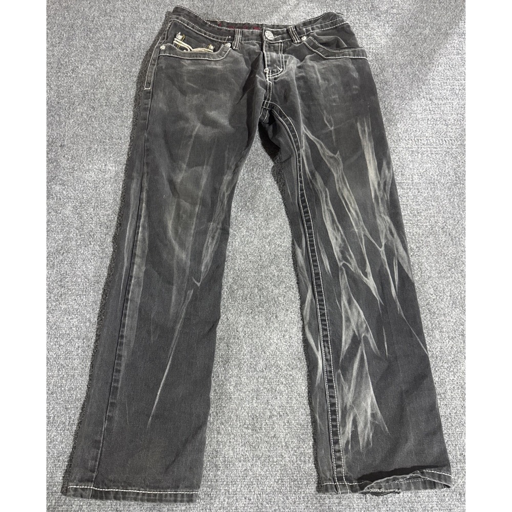 Rock Revival Men's Tate Straight Acid Wash Jeans Size 32 Y2K